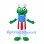 Frog Mascot Costume in Green with Chef Hat and Red Striped Apron