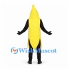 Banana Mascot Costume in Yellow with Open Peel and Black Sleeves