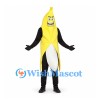 Banana Mascot Costume in Yellow with Open Peel and Black Sleeves