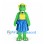 Dragon Mascot Costume in Green with Blue Dress and Shoulder Bag