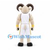 Ram Mascot Costume in Cream with White Basketball Uniform