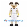 Ram Mascot Costume in Cream with White Basketball Uniform