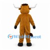 Bull Mascot Costume in Brown with Long White Horns and White Belly
