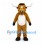 Bull Mascot Costume in Brown with Long White Horns and White Belly
