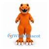 Dinosaur Mascot Costume in Orange with Large Teeth and Long Tail