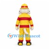 Dog Mascot Costume in Yellow and Red Firefighter Uniform