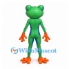 Frog Mascot Costume in Green with Red Eyes and Orange Hands and Feet