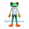 Frog Mascot Costume in Green with Red Eyes and Orange Hands and Feet