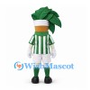 Leafy Vegetable Mascot Costume with Green Striped Sports Shirt and White Shorts