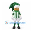 Leafy Vegetable Mascot Costume with Green Striped Sports Shirt and White Shorts