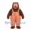 Bear Mascot Costume in Brown with Red and Yellow Striped Overalls
