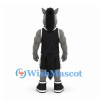 Horse Mascot Costume in Gray with Black Basketball Uniform