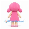 Girl Mascot Costume with Pink Hair and Strawberry Detail Dress