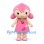 Girl Mascot Costume with Pink Hair and Strawberry Detail Dress