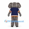 Elephant Mascot Costume in Gray with Navy Sports Shirt and Orange Trim
