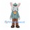 Rabbit Mascot Costume in Gray with Plaid Jacket and Brown Trousers