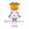 Cat Mascot Costume in Orange with Blue Bow and White Cheerleader Dress