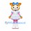 Cat Mascot Costume in Orange with Blue Bow and White Cheerleader Dress