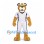 Cougar Mascot Costume in Gold with White Baseball Uniform