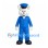 Rabbit Mascot Costume in White with Blue Uniform and Matching Cap