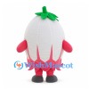 Dragon Fruit Mascot Costume in White and Pink with Green Top Leaves