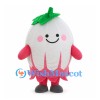 Dragon Fruit Mascot Costume in White and Pink with Green Top Leaves