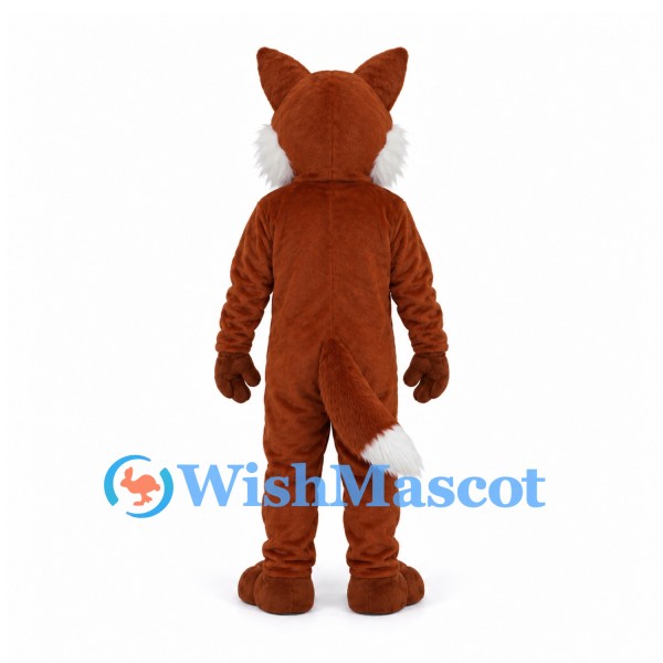Fox Mascot Costume in Rust Brown with White Chest and Tail Tip