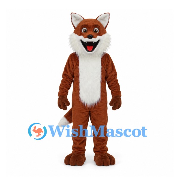 Fox Mascot Costume in Rust Brown with White Chest and Tail Tip