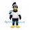 Rooster Mascot Costume in Black with White Shirt and Blue Tail Feathers