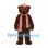 Bear Mascot Costume in Brown with Glasses Red Checkered Cap and Scarf