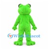 Frog Mascot Costume in Lime Green with White Belly and Red Eyes