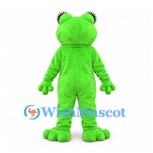 Frog Mascot Costume in Lime Green with White Belly and Red Eyes