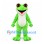 Frog Mascot Costume in Lime Green with White Belly and Red Eyes