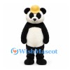 Panda Mascot Costume in Black and White with Yellow Cap
