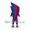 Lightning Bolt Mascot Costume in Red and Blue with White Gloves