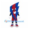 Lightning Bolt Mascot Costume in Red and Blue with White Gloves