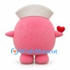 Nurse Character Mascot Costume in Pink with White Hat and Heart Hands