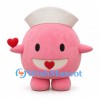 Nurse Character Mascot Costume in Pink with White Hat and Heart Hands