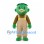 Turtle Mascot Costume in Green with Beige Overalls and Checkered Shirt