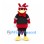 Rooster Mascot Costume in Red with Black Sports Jersey and White Gloves