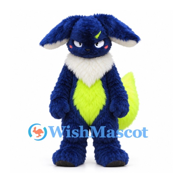 Fantasy Animal Mascot Costume in Navy with Lime Belly and Long Ears