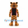Tiger Mascot Costume in Orange with Black Sports Jersey and Red Trim