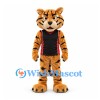 Tiger Mascot Costume in Orange with Black Sports Jersey and Red Trim