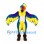 Parrot Mascot Costume in Blue and Yellow with Spread Wings