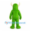 Monster Mascot Costume in Lime Green with Cream Horns and Shaggy Fur