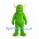 Monster Mascot Costume in Lime Green with Cream Horns and Shaggy Fur