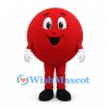 Red Ball Mascot Costume with White Gloves and Smiling Face