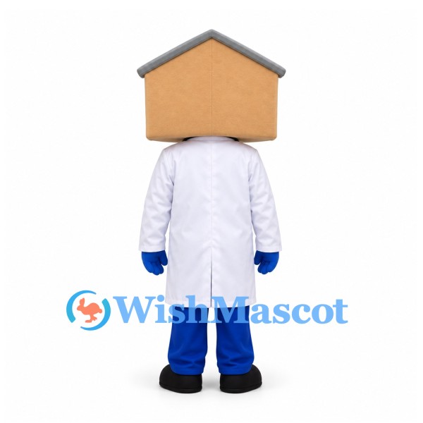 House Doctor Mascot Costume with White Coat and Stethoscope