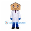 House Doctor Mascot Costume with White Coat and Stethoscope