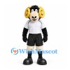 Ram Mascot Costume in Black and White with Yellow Horns and Sports Uniform